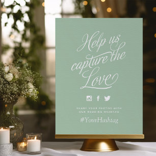 Sage Grönt Personlig Bröllop Hashtag Sign Poster