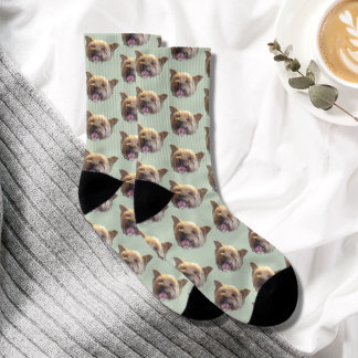 Sage Grönt Personlig Pet Photo jul Gift Strumpor