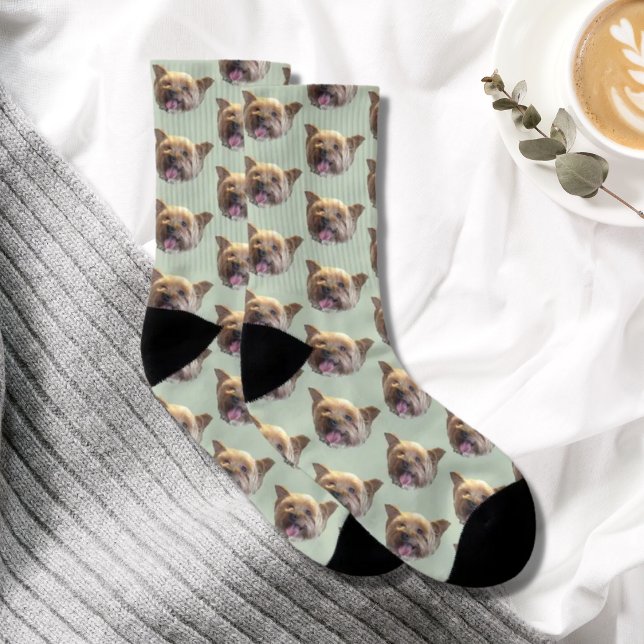 Sage Grönt Personlig Pet Photo jul Gift Strumpor (Skapare uppladdad)