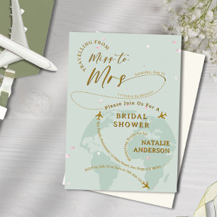 Sage Grönt Petals som reser till Mrs Möhippa Inbjudningar
