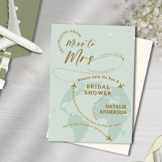 Sage Grönt Petals som reser till Mrs Möhippa Inbjudningar
