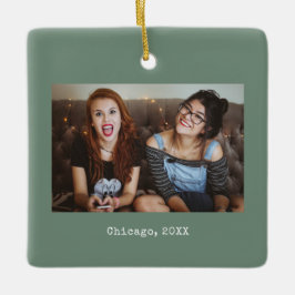 Sage Grönt Photo Keepsak-jul Julgransprydnad Keramik