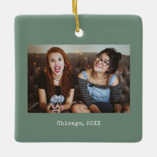 Sage Grönt Photo Keepsak-jul Julgransprydnad Keramik