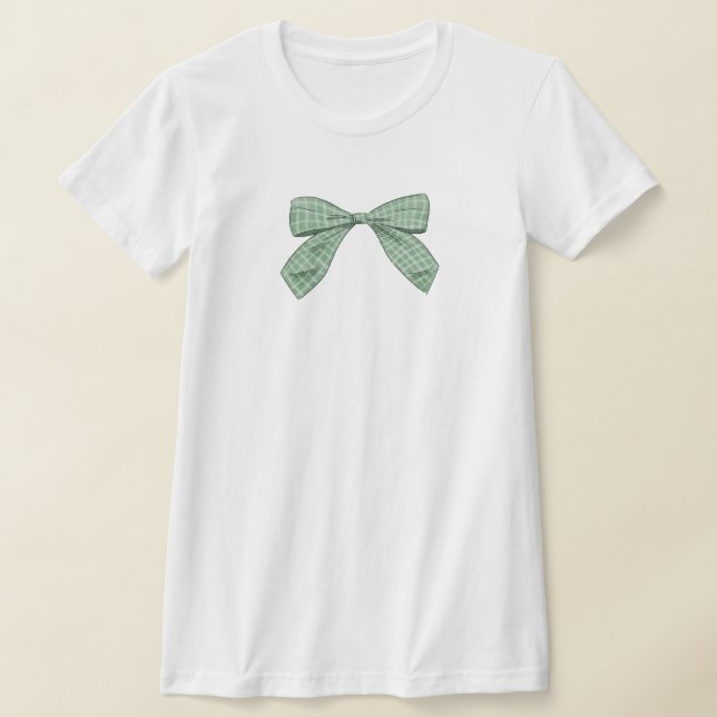 Sage Grönt Play Bow Elegant Baby Shower Mamma T Shirt (Laydown)
