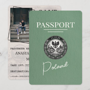 Sage Grönt Poland Passport Spara datum Datumet