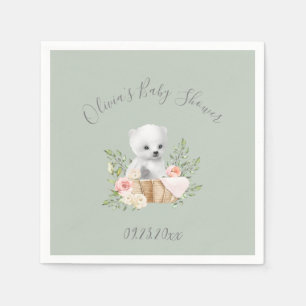 Sage Grönt Polar Bear Baby Shower Pappersservett