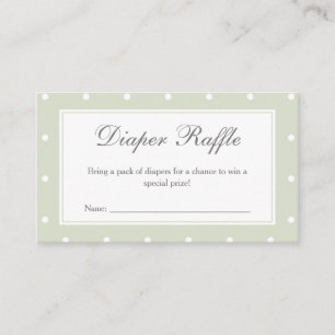 Sage Grönt Polka dots Baby Shower Diaper Raffle Tilläggskort
