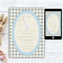 Sage Grönt Preppy Fånig Little Goose Baby Shower Inbjudningar