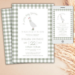 Sage Grönt Preppy Fånig Little Goose Baby Shower Inbjudningar