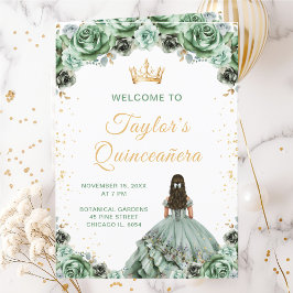 Sage Grönt Princess Blommigt Quinceañera Program
