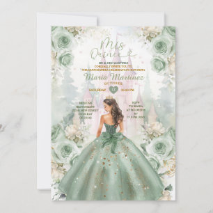 Sage Grönt Princess Castle och Forest Mis Quince Inbjudningar