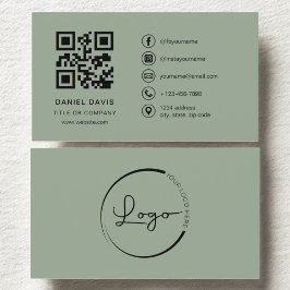 Sage Grönt Professionell Company Logotyp QR-kod Visitkort
