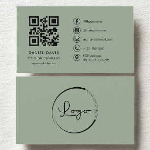 Sage Grönt Professionell Company Logotyp QR-kod Visitkort