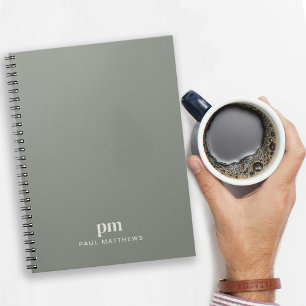 Sage Grönt Professionell Monogram Initialer och Na Anteckningsbok