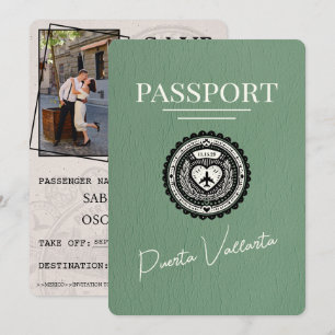 Sage Grönt Puerta Vallarta Passport Spara Datumet