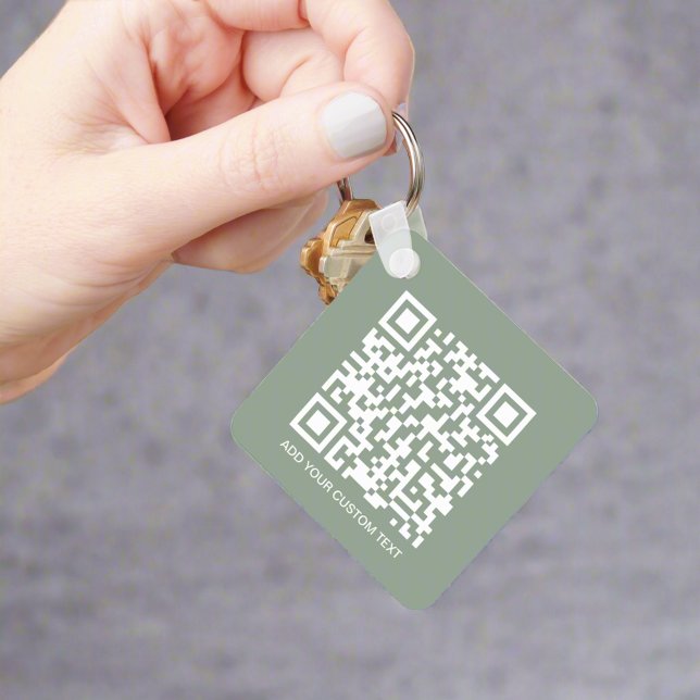 Sage Grönt QR-kod och Business Logotyp Promotion Nyckelring (Skapare uppladdad)