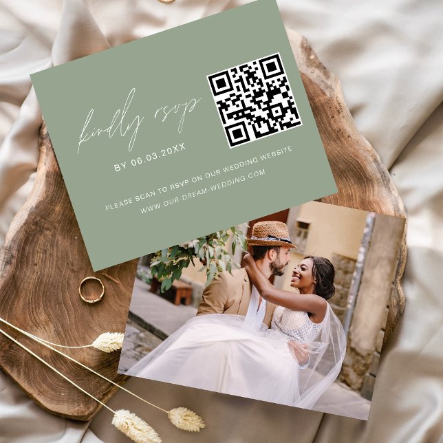 Sage Grönt QR-OSA för  Foto Bröllop webbplats Flygblad (Skapare uppladdad)