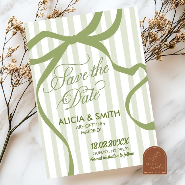 Sage Grönt Quirky Rand bröllopsinbjudan Inbjudningar (Skapare uppladdad)