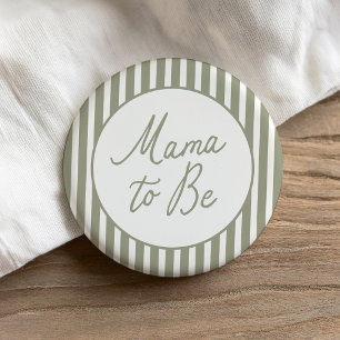 Sage Grönt Rand Baby Shower Mamma som ska visas Knapp