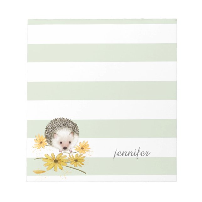 Sage grönt rand hedgehog anteckningsblock (Framsida)