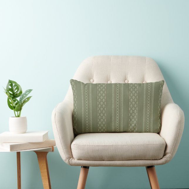 Sage Grönt Rand Linjer Elegant Mid Centres Lumbarkudde (Stol)