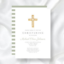 Sage Grönt Rand Religiösa Kor Christening Inbjudningar