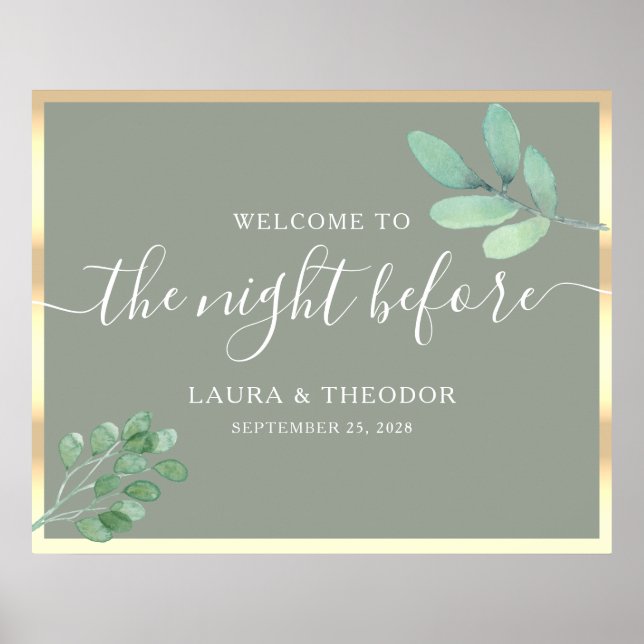 Sage Grönt Rehearsal Dinner Poster (Framsidan)