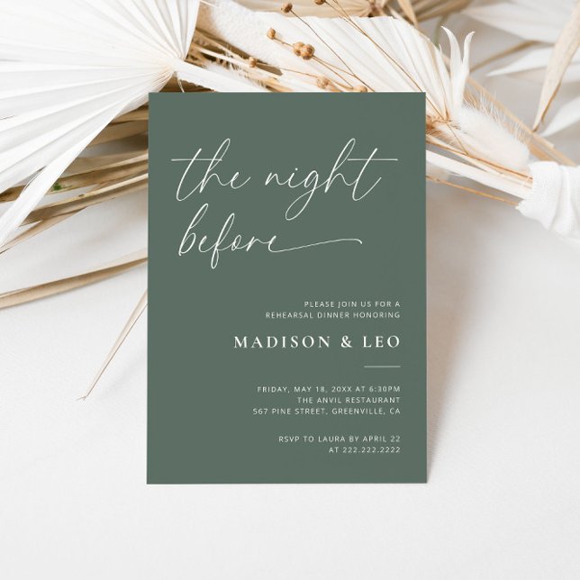 Sage Grönt Rehearsal Middagsinbjudan Inbjudningar (Skapare uppladdad)