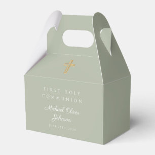 Sage Grönt Religiösa Kor Boy First Communion Presentaskar