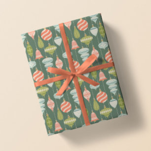 Sage Grönt Retro Julgran Ornaments Presentpapper