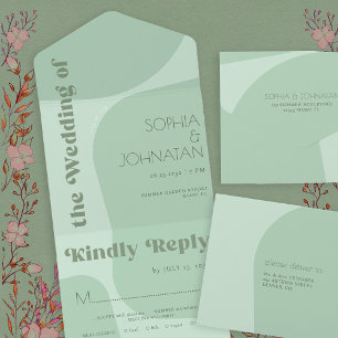 Sage grönt retro vibes fet typografi bröllop
