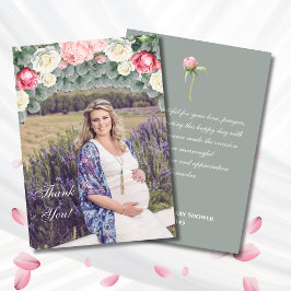 Sage Grönt Ro Baby Shower Photo tackto You Card Tack Kort