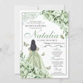 Sage Grönt Ro Princess Dress Quinceanera Inbjudningar