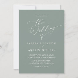 Sage Grönt Romantic Minimalist Wedding-inbjudan Inbjudningar