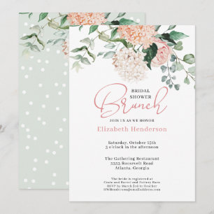 Sage Grönt Rosa Blommigt Möhippa Brunch Inbjudningar
