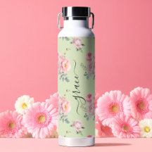 Sage Grönt  Rosa Cute Girly Boho Blommigt