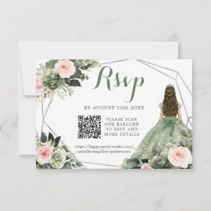Sage Grönt Rosa Girl XV Años QR OSA kort