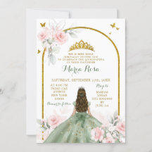 Sage Grönt  Rosa Princess Quinceañera Blommigt
