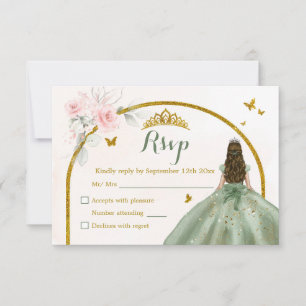 Sage Grönt Rosa Princess Quinceañera OSA Kort