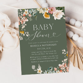 Sage Grönt Rustic Baby Shower-inbjudan Inbjudningar