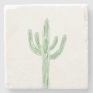 Sage Grönt Saguaro Cactus Desert Stone Underlägg