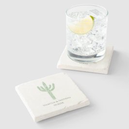 Sage Grönt Saguaro Cactus Wedding Favor Stenunderlägg