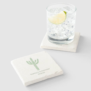 Sage Grönt Saguaro Cactus Wedding Favor Stenunderlägg