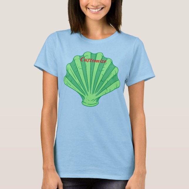 Sage Grönt Scallop Snäcka Thunder_Cove T Shirt (Framsida)