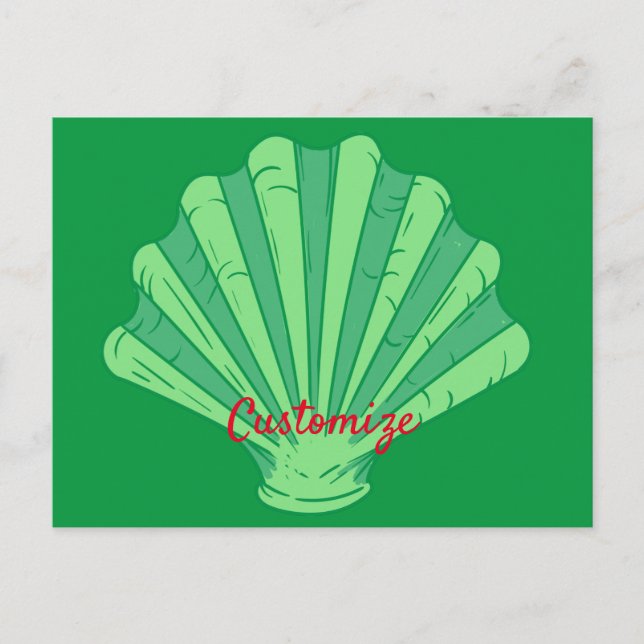 Sage Grönt Scallop Snäcka Thunder_Cove Vykort (Framsida)