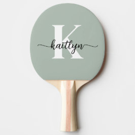 Sage Grönt Script Monogram Pingisracket