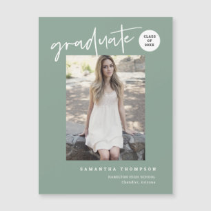 Sage Grönt Script School Student Photo Magnet