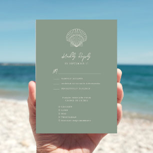 Sage Grönt Seashell Beach Destination Wedding OSA Kort