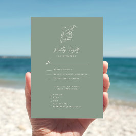 Sage Grönt Seashell Beach Destination Wedding OSA Kort