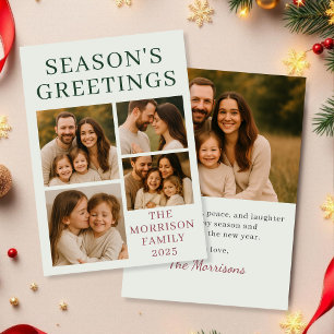Sage Grönt Season's Greetings Photo Helgdag Card Inbjudningar